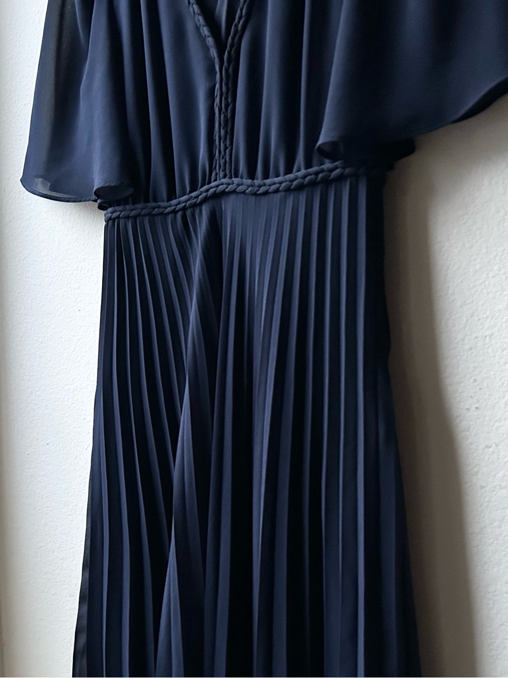 Sezane Robe FLORENCIA Pleated DRESS Navy Blue Sz 2 - Picture 6 of 12